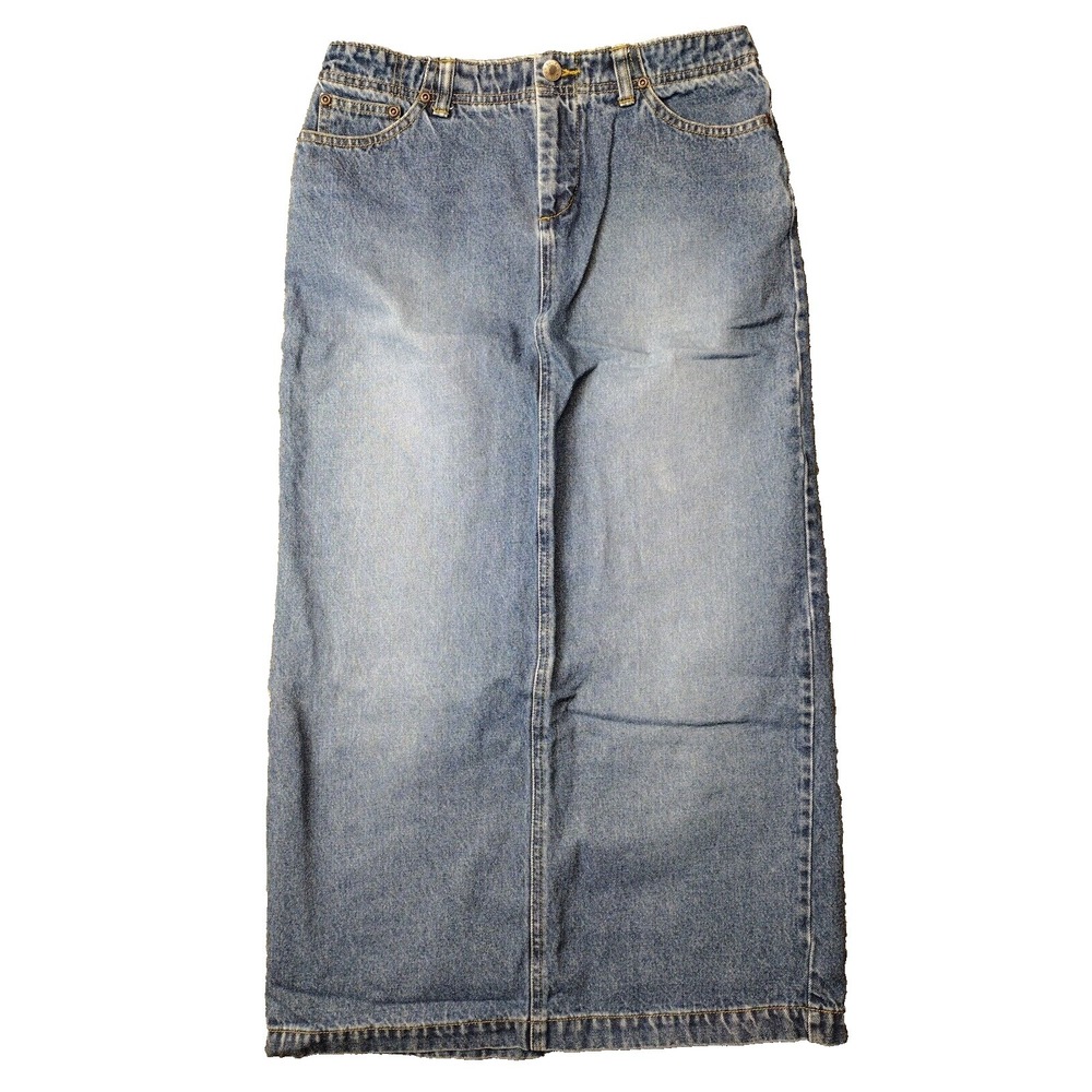 VTG  Bailey's Point Women Size 6 Denim Jean Straight MIDI Y2K Skirt Modest